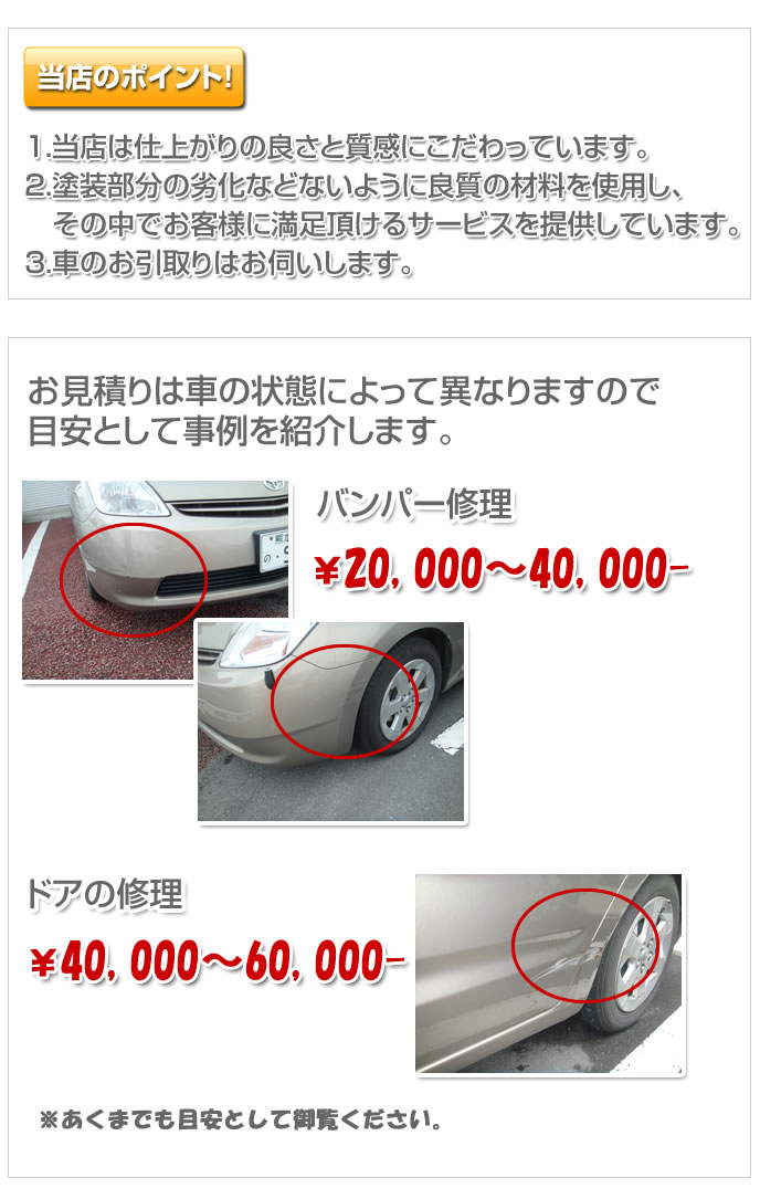 鈑金・塗装のポイントと当店サービス